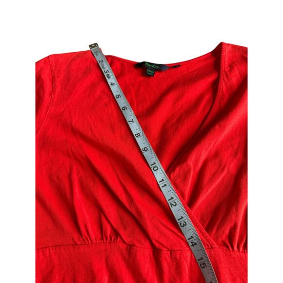 Boden Plus Basic Casual Everyday Red V-Neck Short Sleeve Cotton Dress Size 16 - Picture 10 of 11